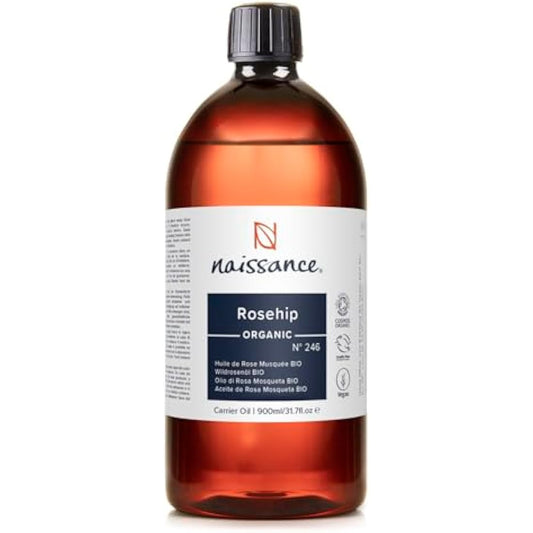 Naissance Organic Rosehip Seed Oil (Rosa Canina) (no. 246) - 900ml - Natural, Certified Organic, Vegan - for Face, Skin, Hair, Body