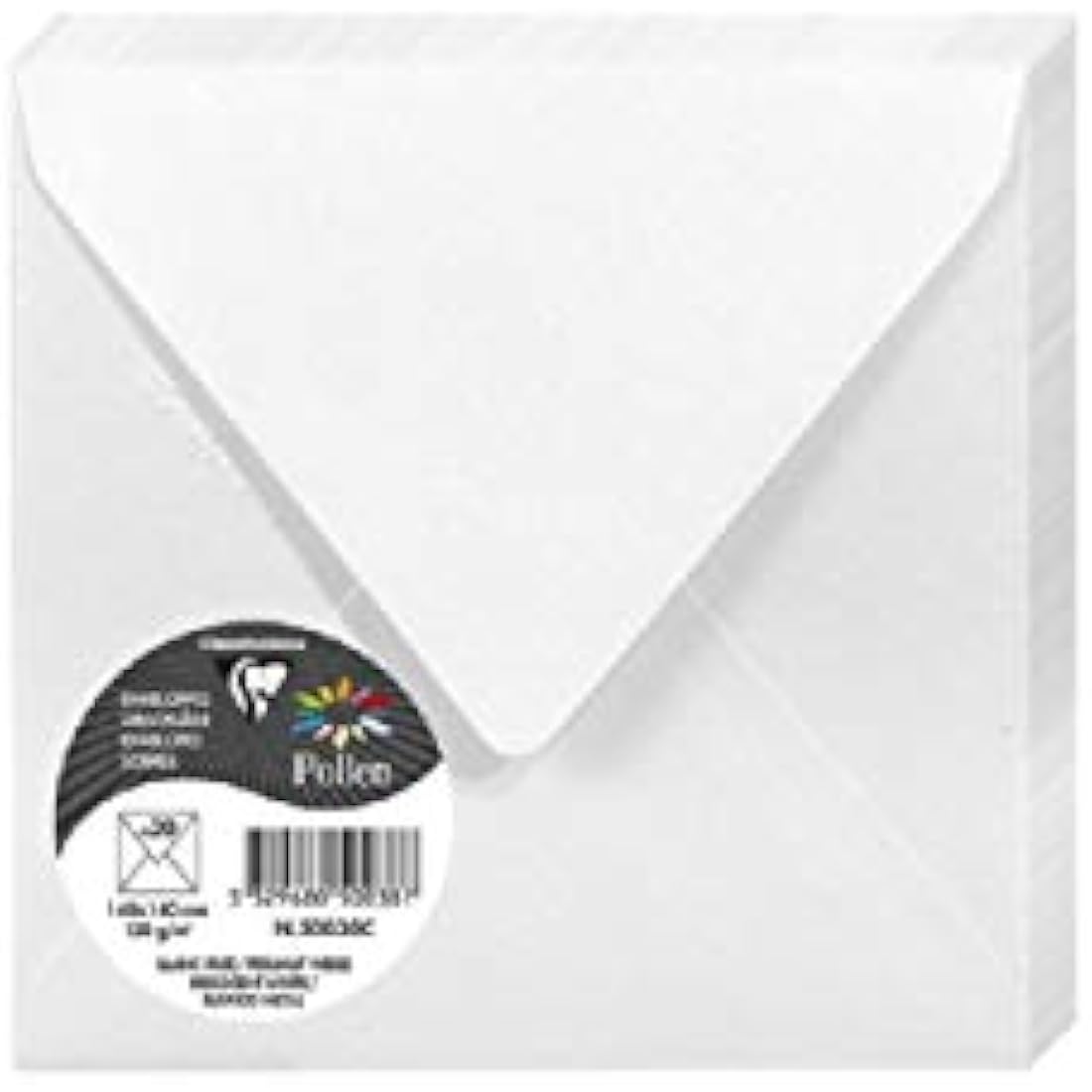 Clairefontaine - Ref 50038C - Pollen Iridescent Envelopes (Pack of 20) - 140 x 140mm in Size, 120gsm Paper, Suitable for Use with Inkjet or Laser Printers - White