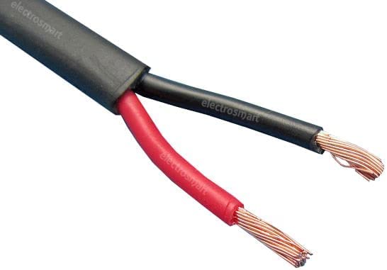 electrosmart 2 Core Twin Red/Black Copper Automotive Auto Boat Marine Cable Wire 2 x 1.5mm Thin Wall Flat Stranded 12V 24V 21 Amp (50m)