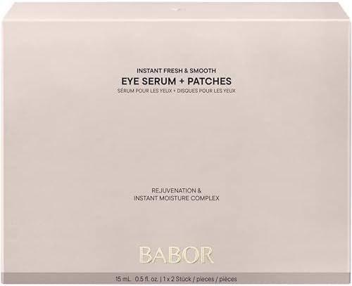 BABOR Instant Fresh & Smooth Eye Serum + Patches | Intensive Moisture & Freshness for a Smooth Eye Area | Eye Serum and Eye Pads (reusable) - 15ml Serum & 2 Eye Pads