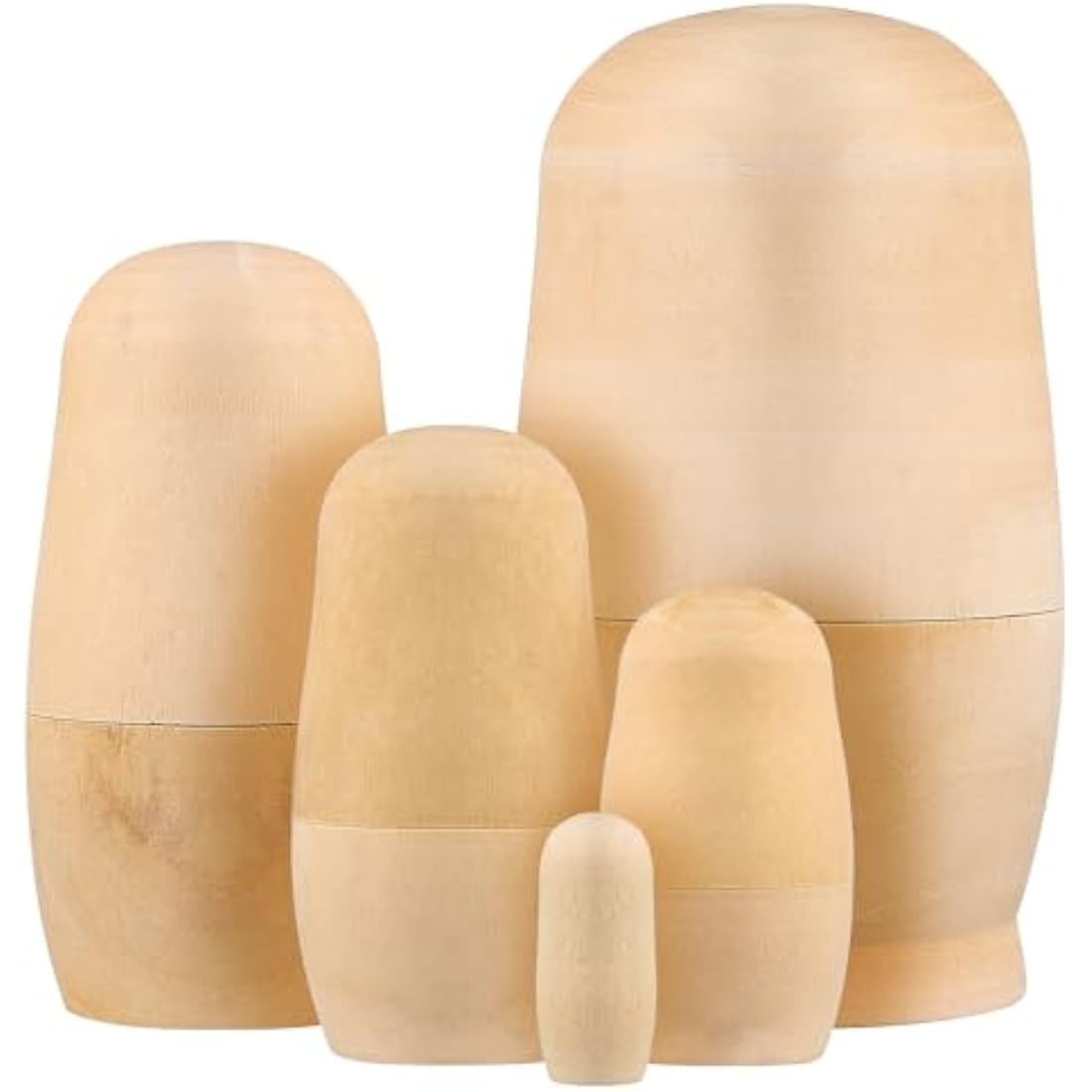 Tomaibaby 1 Set Unpainted Russian Nesting Dolls, Wooden DIY Matryoshka Dolls Handcraft Supplies for Sculpture Crafting Educational Teaching Toys Gifts for Kids Toddler Children Party Favors
