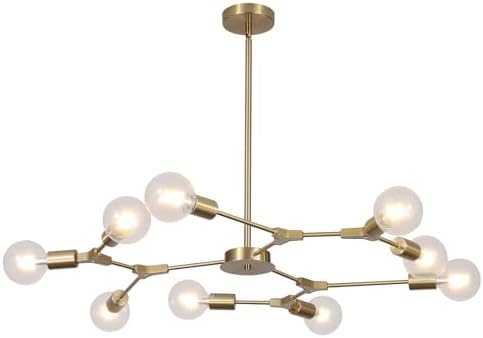 Modo Lighting Modern Sputnik Chandelier Light 9 Lights Gold Ceiling Mid Century Pendant Light for Kitchen Living Room (Gold)