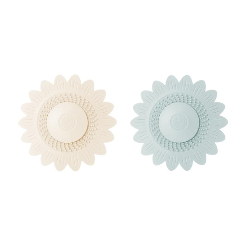 2 Pack Silicone Shower Drain Hair Catcher, Silicone Sink Strainer Protector & Shower Drain Cover