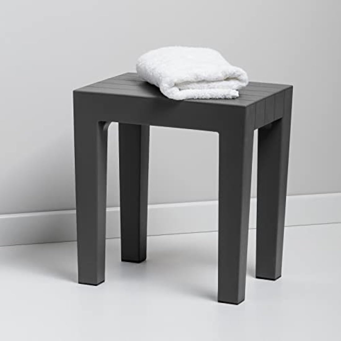 Tatay Lombok Rectangular Bench, Polypropylene, BPA Free, Wood Effect, Anti-UVA protection, Max 130KG, suitable for indoor and outdoor, Gray. Dimensions 38x29x41cm