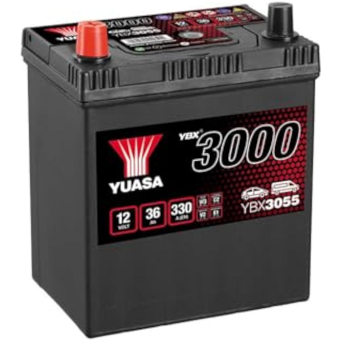 Yuasa YBX3055 12V 36Ah 330CCA Sealed Maintenance Free High Performance Car Battery