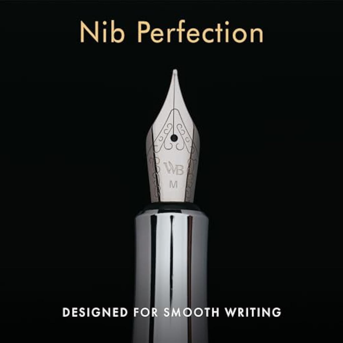 Wordsworth and Black Fountain Pen Mini EDC: Luxury Silver Heavy Pocket Pen, Chrome Finish, Medium Nib, 6 Ink Cartridges, Ink Converter, Travel Refillable Writing Pen Gift Set, Men & Women