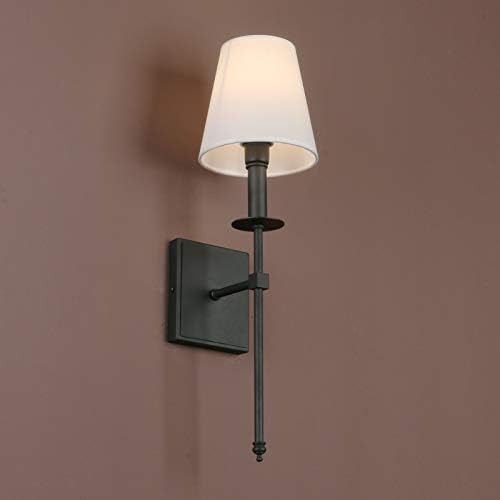 Yosoan Lighting 2 Sets of Vintage Loft Bar Modern Linen Lampshade Wall Light Fittings, Hotel Beside Bed Wall Lamp E27 Screw (Black)