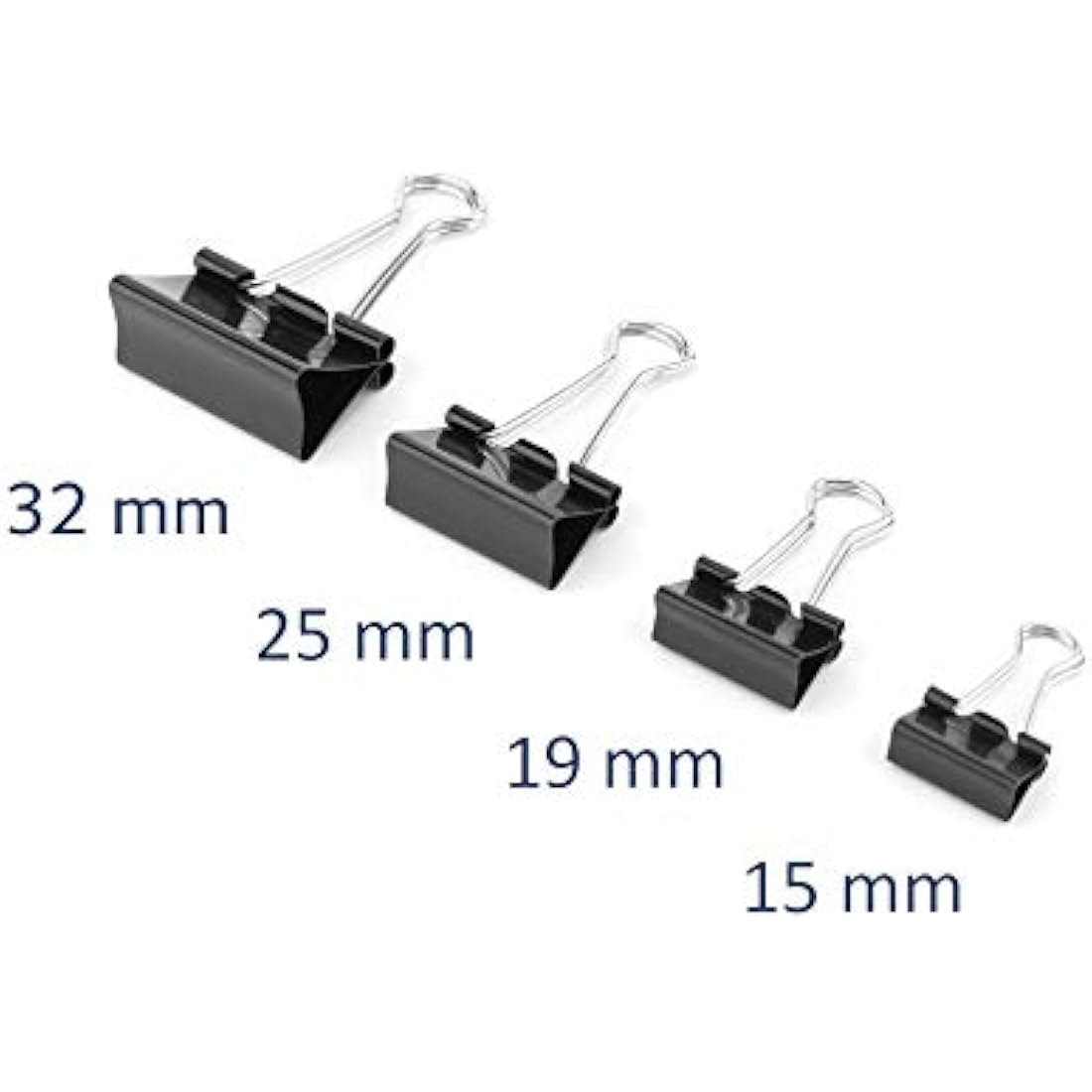 D.RECT Foldback Clips Multi-Purpose Paper Clips Binder Clip Office Clip 25 mm Pack of 12 x 12 Packaging