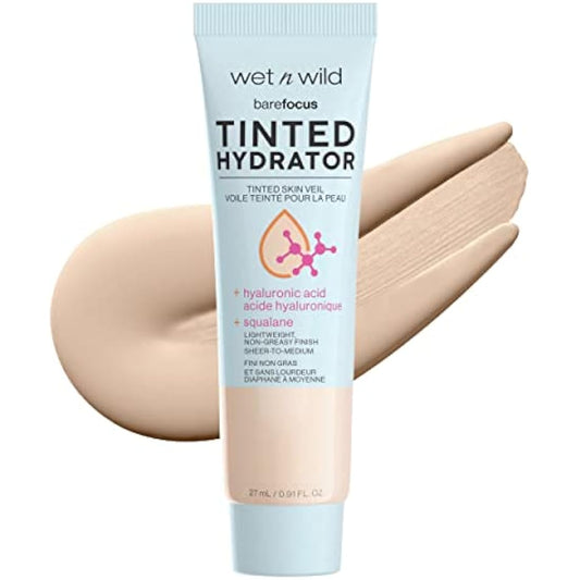 Wet n Wild, Bare Focus Tinted Hydrator, Tinted Moisturiser with Hyaluronic Acid, Lightweight Formula with Semi-Matte Finish for Oily Skin, Sheer to Medium Coverage, Light Medium