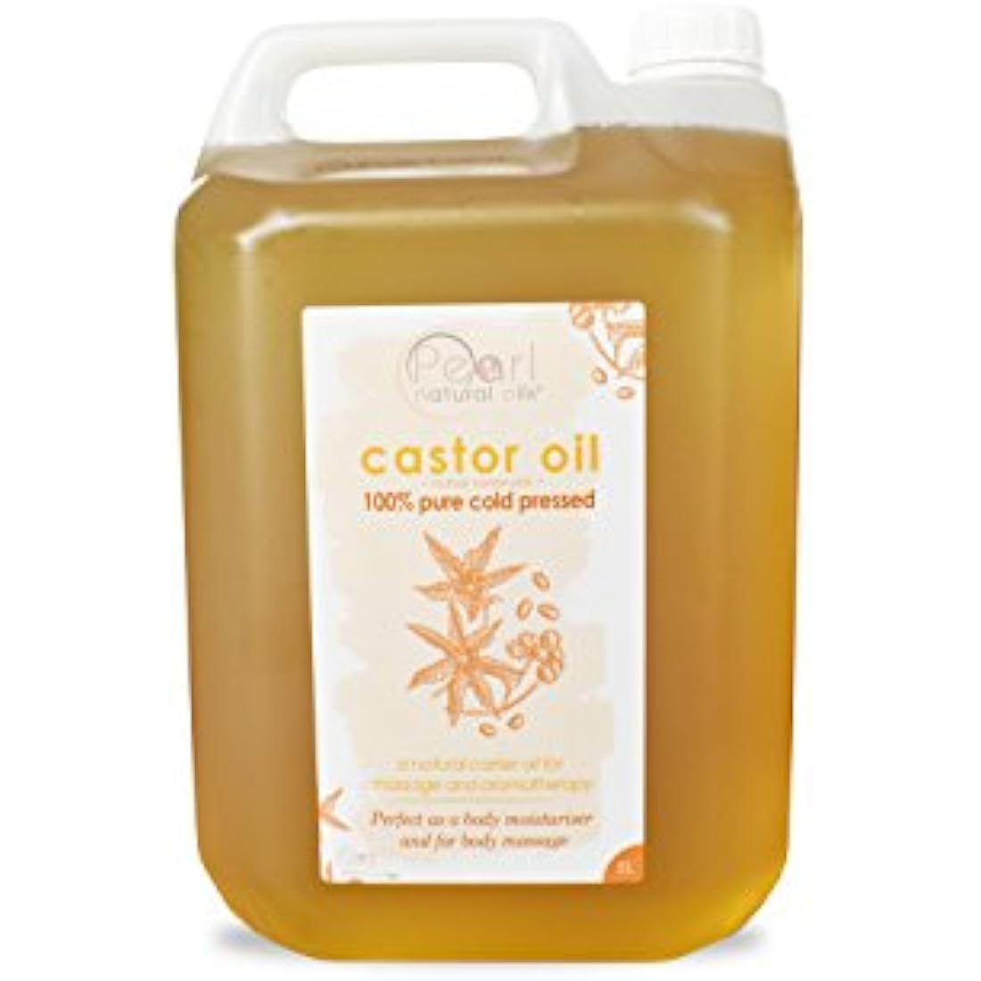 Pure Cold Pressed Castor Oil Vegan, Hexane Free, BP Grade, Non-GMO, 5 litres