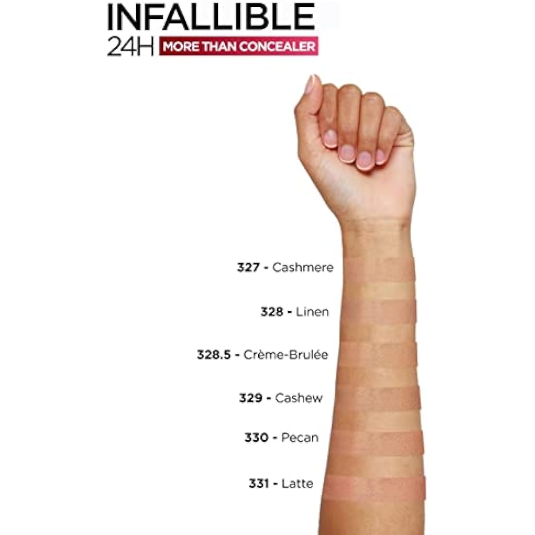 L'Oréal Paris Infallible 24H More Than Concealer, Full-coverage, Longwear and Matte Finish, 329 Cashew