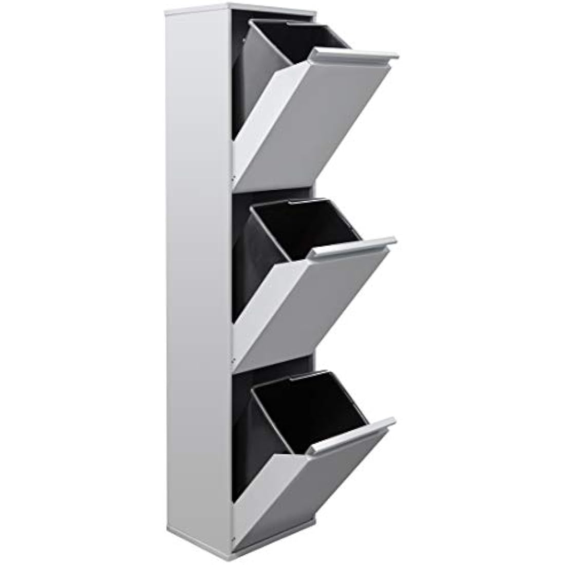 Arregui Basic CR302-B Waste Bin for Waste Collecting Buckets, Steel Cabinet for Differentiated Waste, 3 Drop-Down Doors, 3 x 17 L (51 L), Light Grey