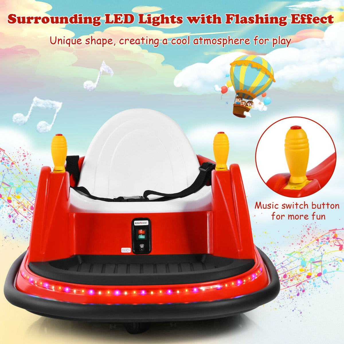 Kids Ride-On Bumper Car with Colorful Flashing Lights and Music-Green