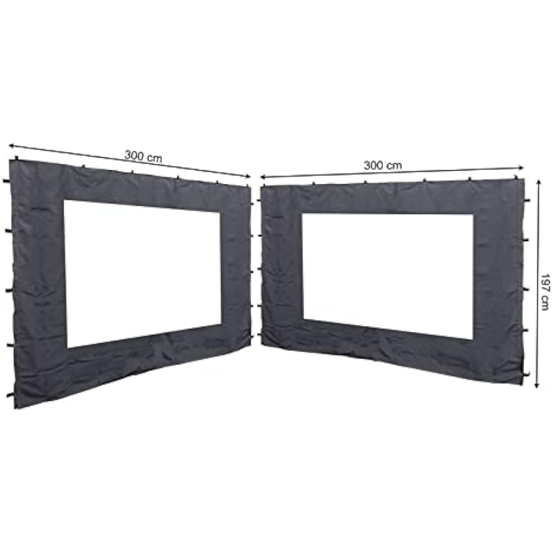 QUICK STAR 2 Side Panels with PE Window 300x197cm Anthracite for Gazebo 3x3m