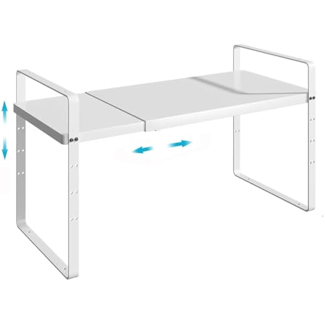 iPEGTOP Expandable Cabinet Storage Shelf Organizer Rack, Heavy Duty Steel Metal Spice Rack Adjustable Height Home Office Pantry Shelf Space for Counter Kitchen Organization, White, Medium