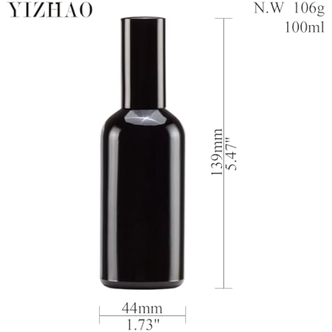Yizhao 100ml Black Glass Spray Bottle for Essential Oils, Small Empty Fine Mist Spray Bottle, for Cleaning, Aromatherapy, Cosmetic Sprays, Hair –4 Pcs