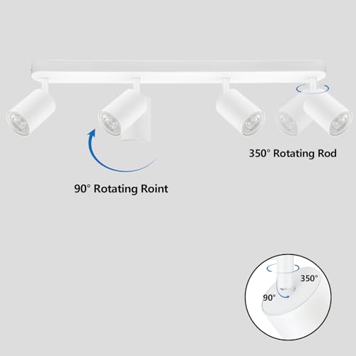 BOYIR GU10 Ceiling Spotlight 2 Spots White Adjustable Modern Indoor Ceiling Light for Kitchen, Bedroom, Living Room, Hallway, Bulb Not Included