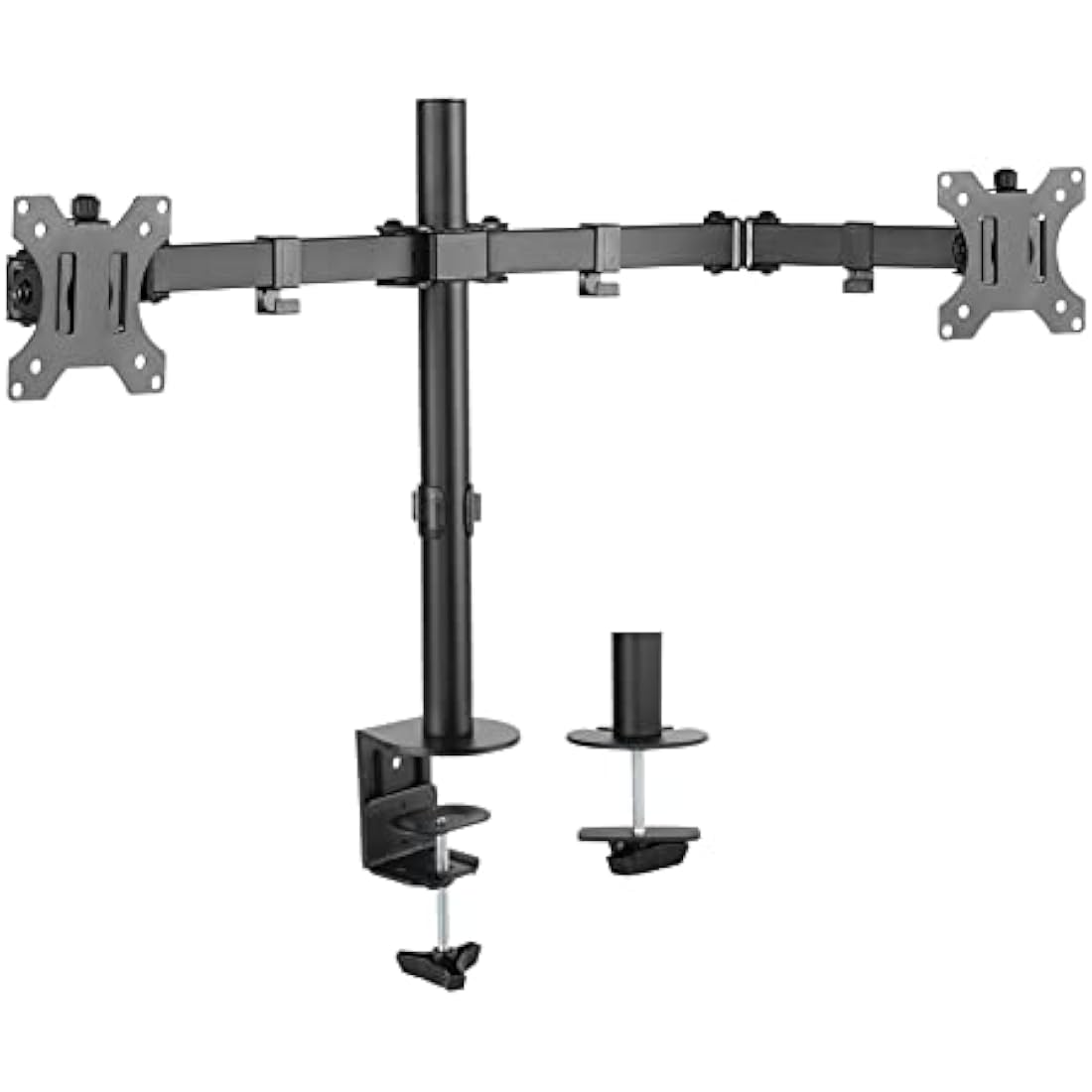 Newstar FPMA-D550DBLACK Full Motion Dual Desk Mount (clamp & grommet) for two 10-27" Monitor Screens, Height Adjustable - Black