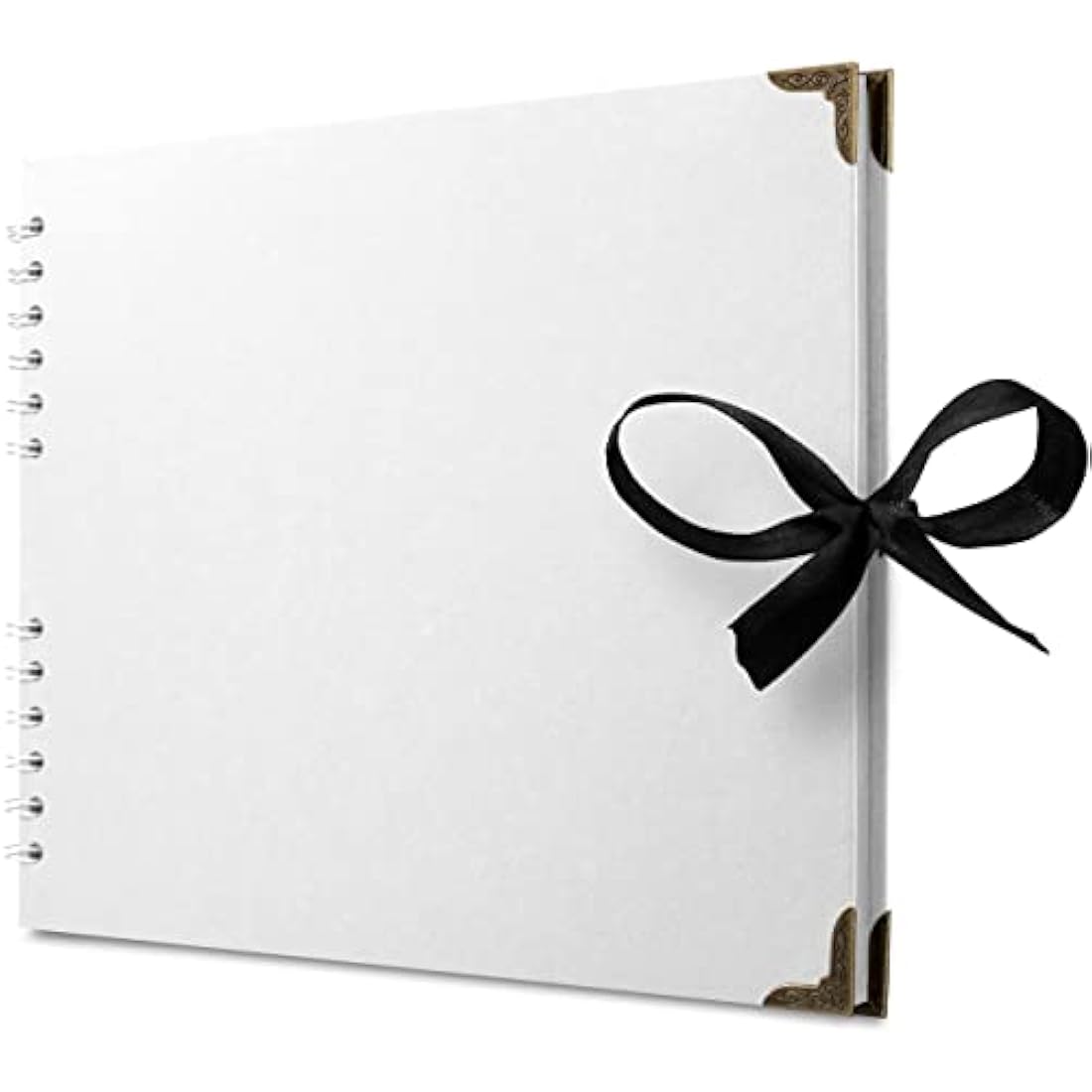 Bstorify Square Scrapbook Photo Albums 50 Pages (28 x 22 cm) White Thick Paper, Hardcover, Metal Corners, Ribbon Closure - Ideal for Your Scrapbooking Albums, Art & Craft Projects (White, 28 x 22 Cm)