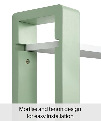 SUMGAR Floating Shelves for Wall Mounted Shelf Unit White Green All Pine Wood 50CM 3 Tier Large Rack for Bedroom Living Room Office Bathroom Home