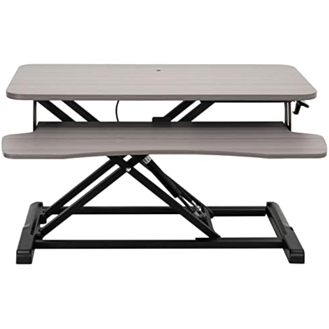 VIVO 81 cm Desk Converter, K Series, Height Adjustable Sit to Stand Riser, Dual Monitor and Laptop Workstation with Wide Keyboard Tray, Gray Top, Black Frame, DESK-V000KG