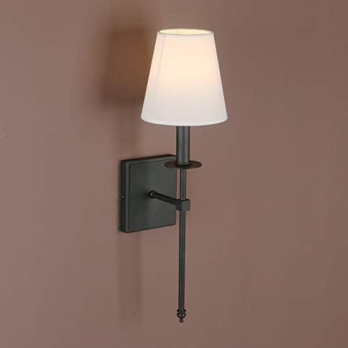 Yosoan Lighting 2 Sets of Vintage Loft Bar Modern Linen Lampshade Wall Light Fittings, Hotel Beside Bed Wall Lamp E27 Screw (Black)