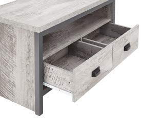 GFW Boston Grey Wood Effect Corner TV Unit with 2 Drawers and Shelf