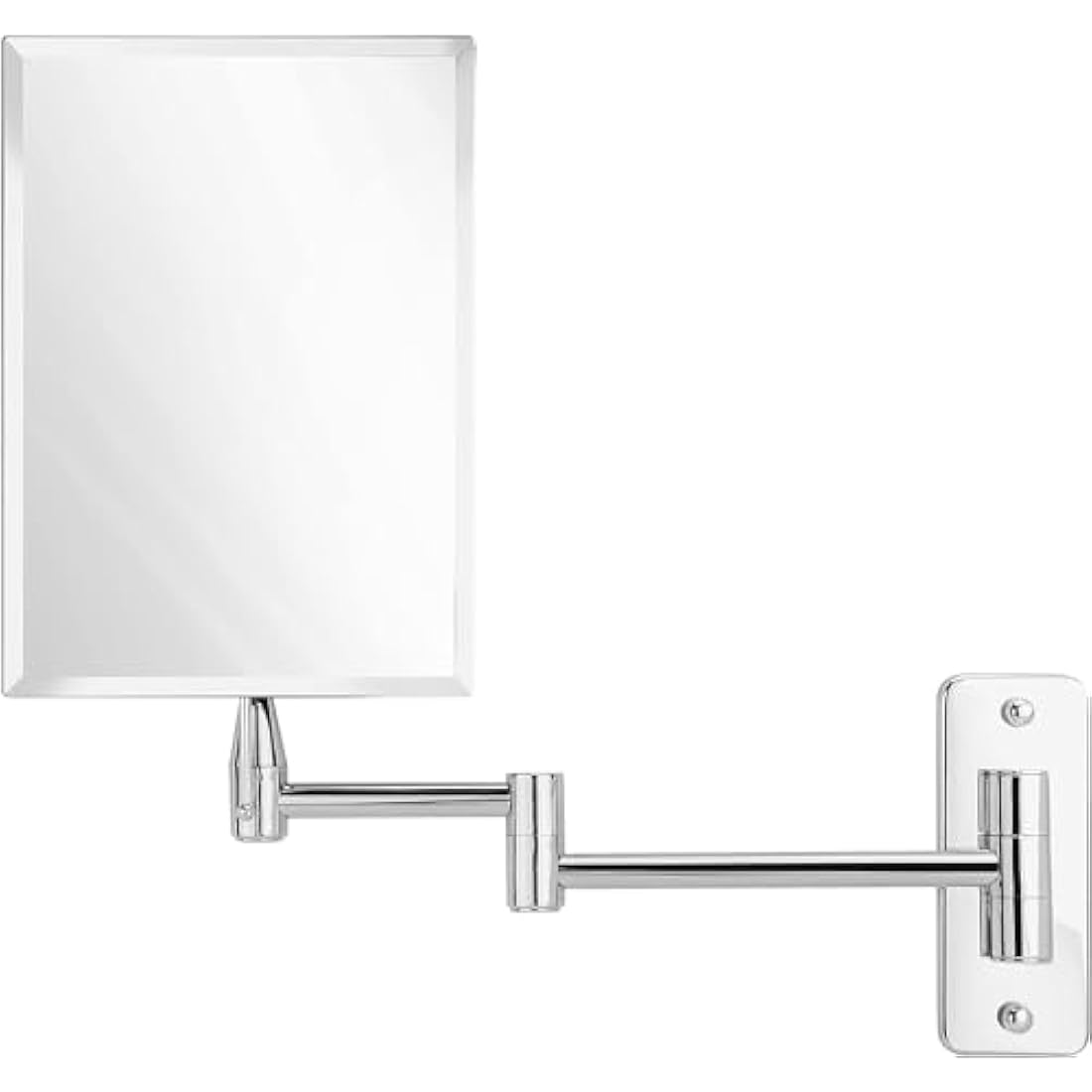 MIRRORVANA Frameless Wall Mount Mirror for Bathroom with 11" Extension Swivel, No Magnification, Rectangular 8.7" x 6.3" Surface, Chrome