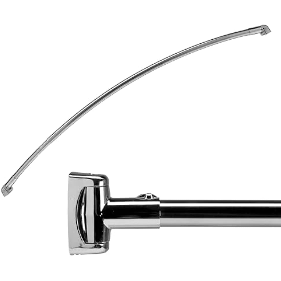 Croydex Stainless Steel Premium Extendable Telescopic Curved Rod, 1080 - 1850mm, Silver