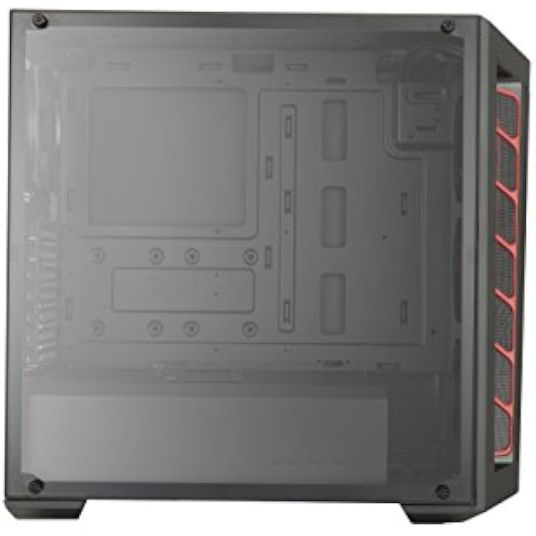 Cooler Master MasterBox MB511 - ATX PC Case with Front Mesh Panel, Racing Intakes, Transparent Side Panel, Flexible Air Flow Configurations - Red Accent