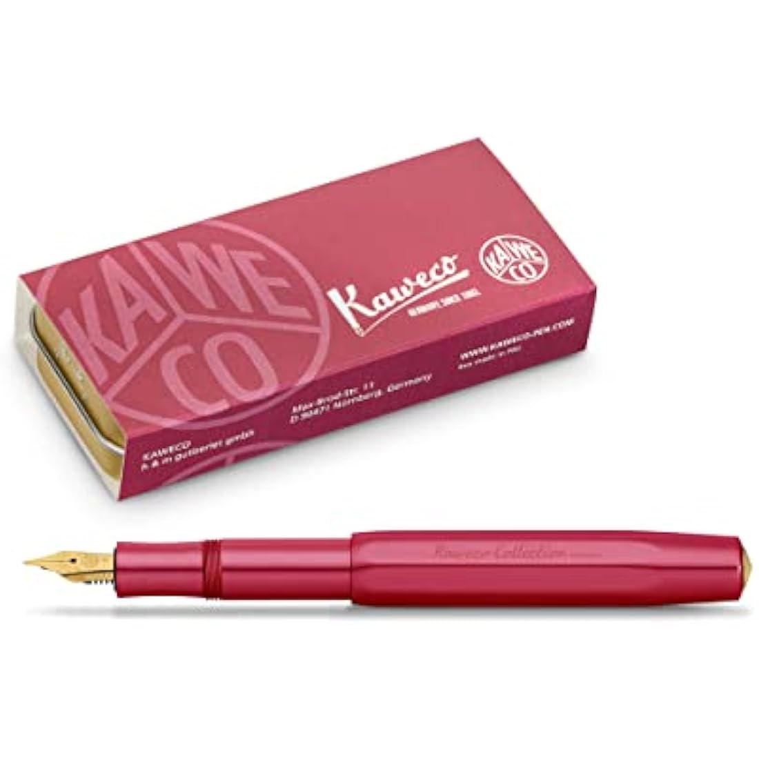 Kaweco COLLECTION Fountain Pen Ruby I Premium Reservoir Pen with Steel Nib for Ink Cartridges I Sport 13 cm I Nib: B (Broad)