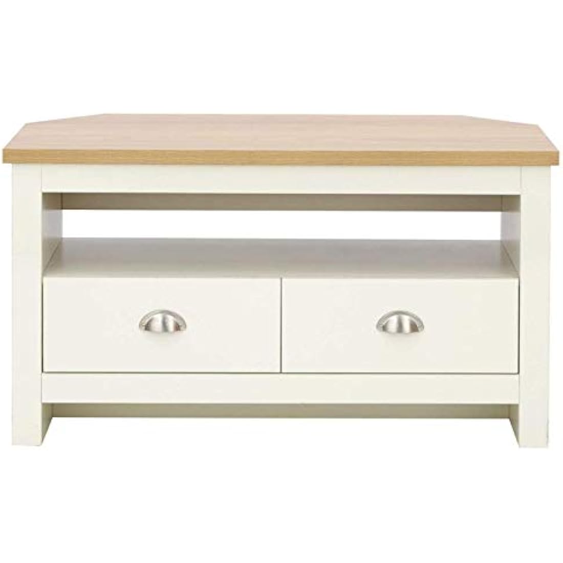 GFW Lancaster Wood Corner TV Cabinet With Shelf & Drawers, Cream, 95 x 51 x 45 cm