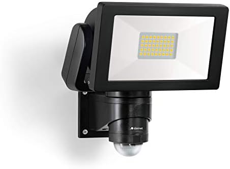 Steinel LS 300 S Spotlight, Black, 29.5 W LED Floodlight, 240° Motion Sensor, 12 m Range, 4000 K Neutral White, Aluminium