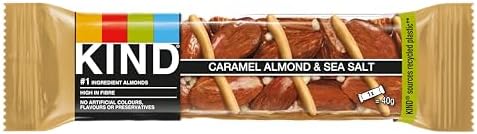 KIND Bars, Gluten Free Snack Bars, Caramel Almond & Sea Salt, High Fibre, Healthy Snack, No Artificial Colours, Flavours or Preservatives, Multipack 24 x 40g