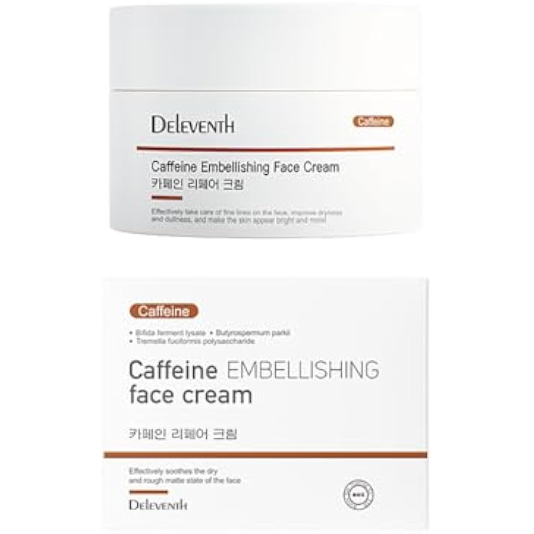 DEleventh Korea Caffeine Embellishing Face Cream 30g / Anti-Aging, with Sodium Hyaluronate & Magnolia Extract, Hydrates, Reduces Wrinkles, Dark Circles, Puffiness & Brightens Skin for a Youthful Glow
