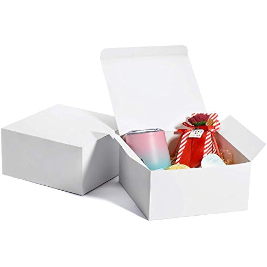 Switory Present Boxes with Lids, 20x20x10cm, Kraft Paper Gift Boxes for Crafting, Cupcake, Cardboard Bridesmaid Proposal Boxes, Wedding Favor, Gift Ornaments (25pc white)