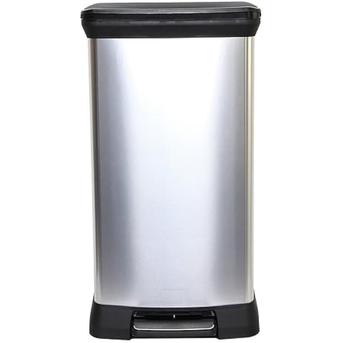Curver Metal Effect 70% Recycled Kitchen Pedal Touch Deco Bin 50 Litres - Silver