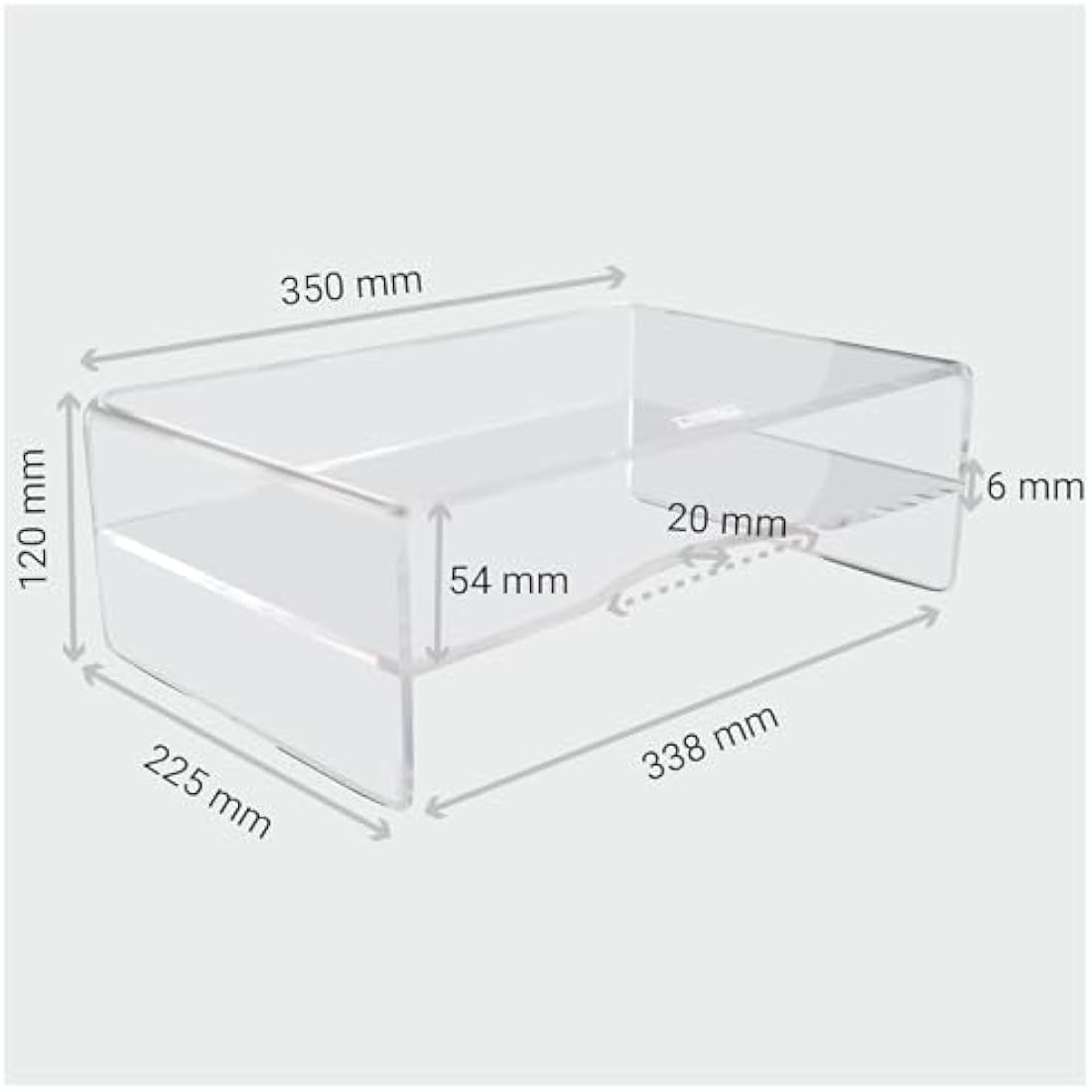 Desq Acrylic Monitor Stand Height 120 mm Letter Tray Dutch Design Transparent