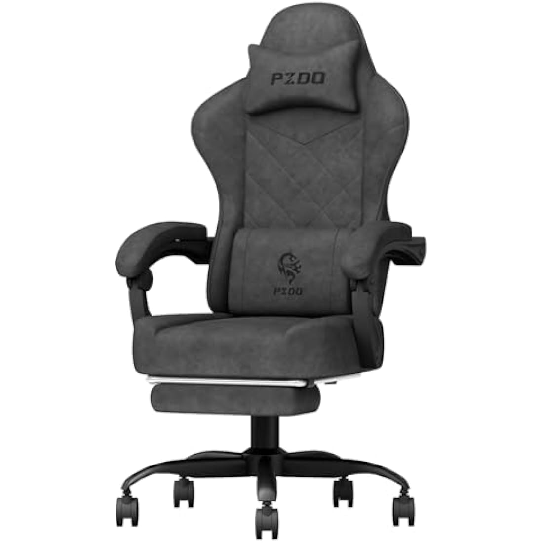 PZDO Gaming Chair, Gaming Chairs for Adults, Ergonomic Computer Chair with Footrest, Reclining Pc Gamer Chairs with Headrest and Lumbar Support, Technical Fabric, Black, 350LBS
