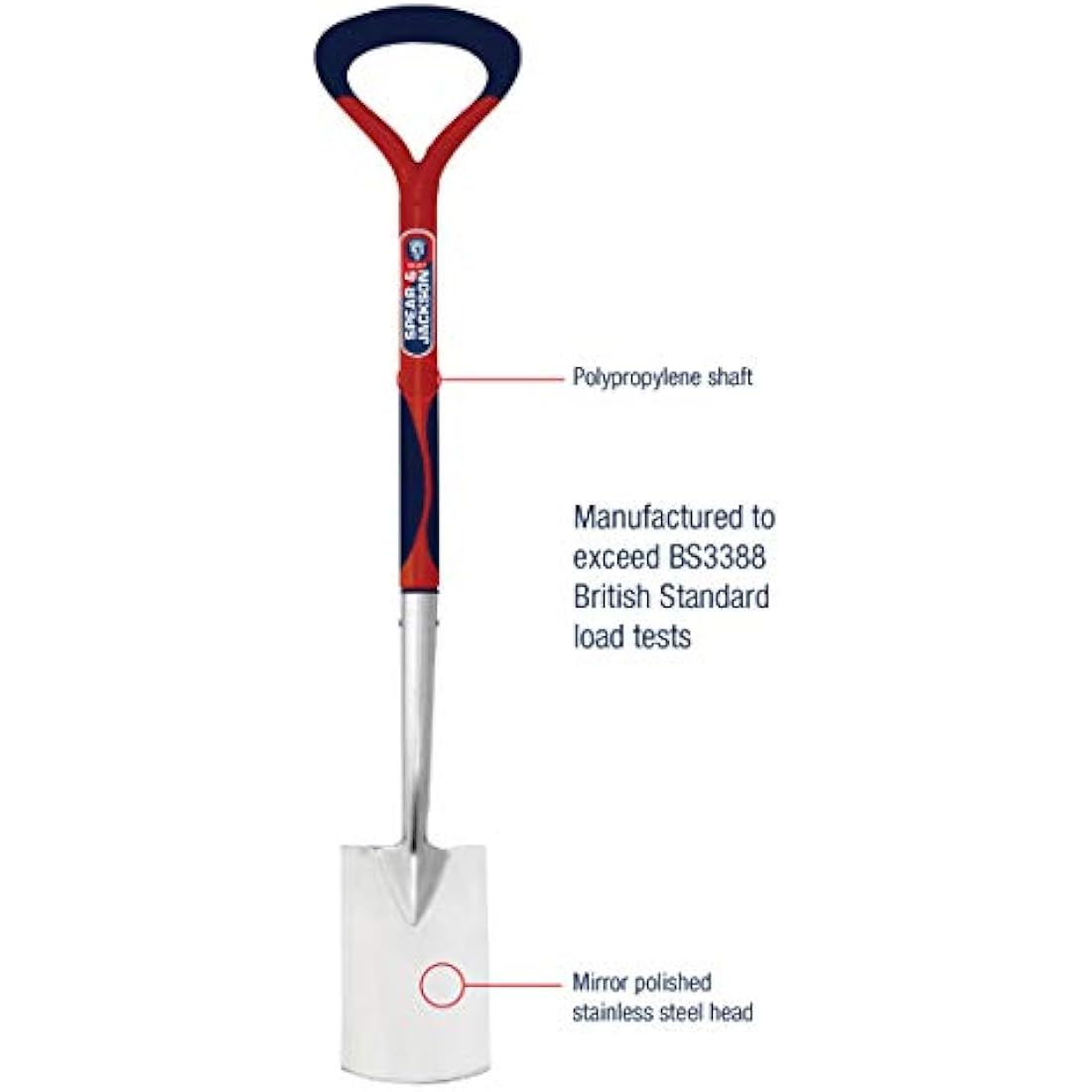 Spear & Jackson 1194EL Select Stainless Steel Border Spade, Blue