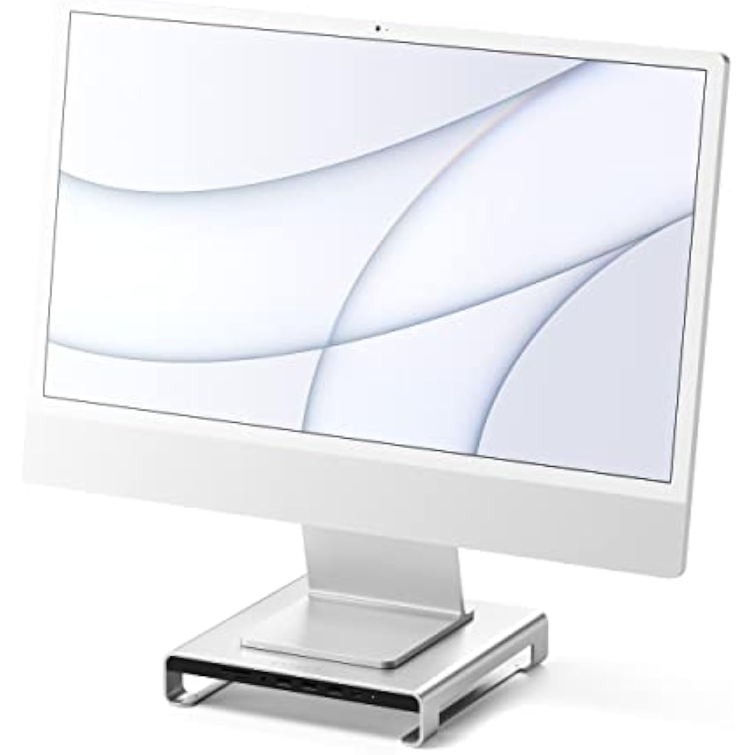 SATECHI Type-C Aluminum Monitor Stand Hub with USB-C Data, USB 3.0, Micro/SD Card Slots & 3.5mm Headphone Jack - For Apple Studio Display, iMac, iMac Pro (Silver)