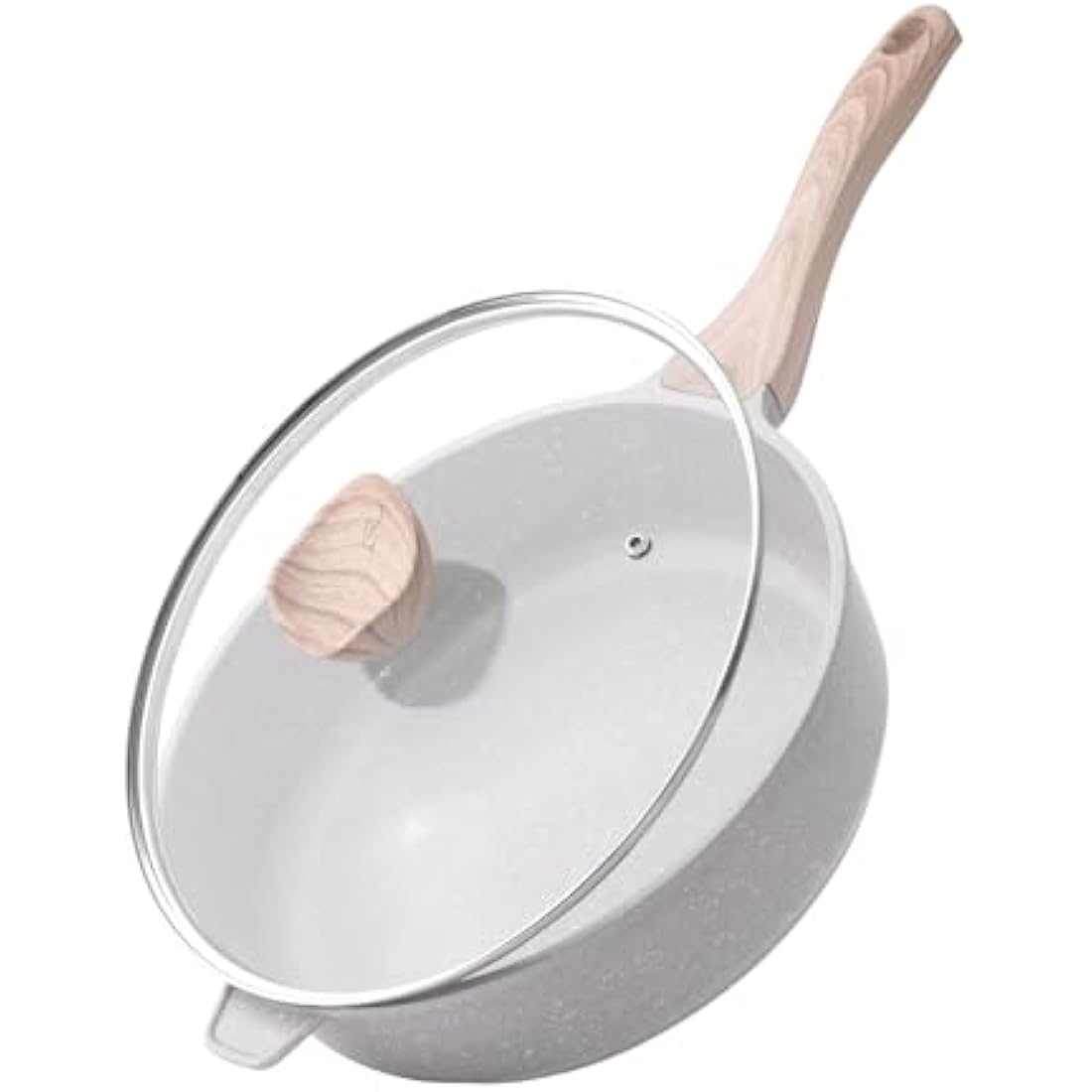 Kordisen Nonstick Ceramic Deep Frying Pan, 28 cm Non Toxic Skillet with Lid, Healthy Saute Pan for Cooking, Induction Cookware, PFOA & PFAS Free