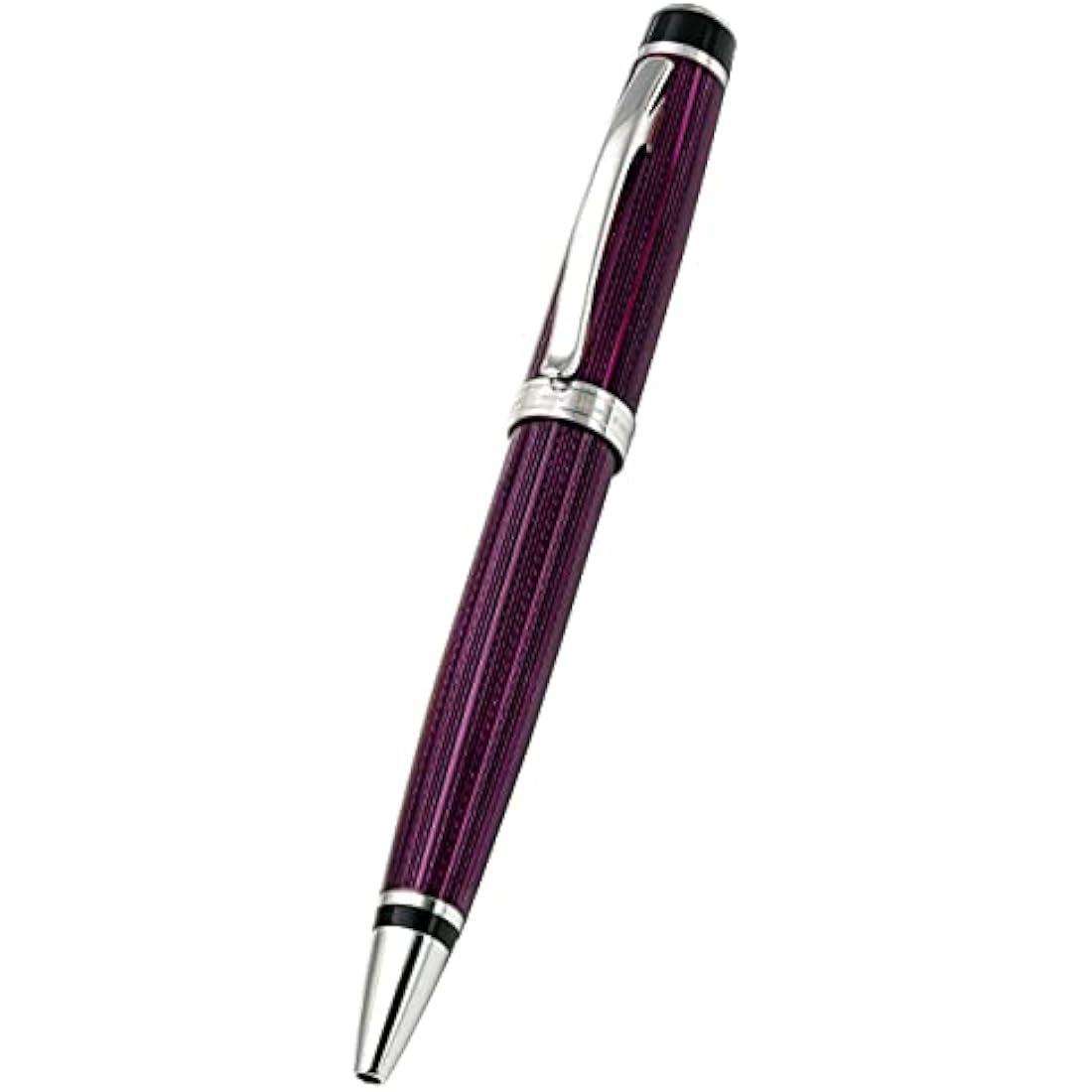 Xezo Incognito Brass Ballpoint Pen in Purple Metallic Color, Diamond-Cut Engraved, Serial, Platinum Plated Parts (Incognito Purple B-2)