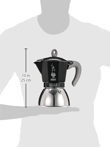 Bialetti New Moka Induction Induction Coffee Pot, 6 Cups, 280 ml, Aluminium, Black