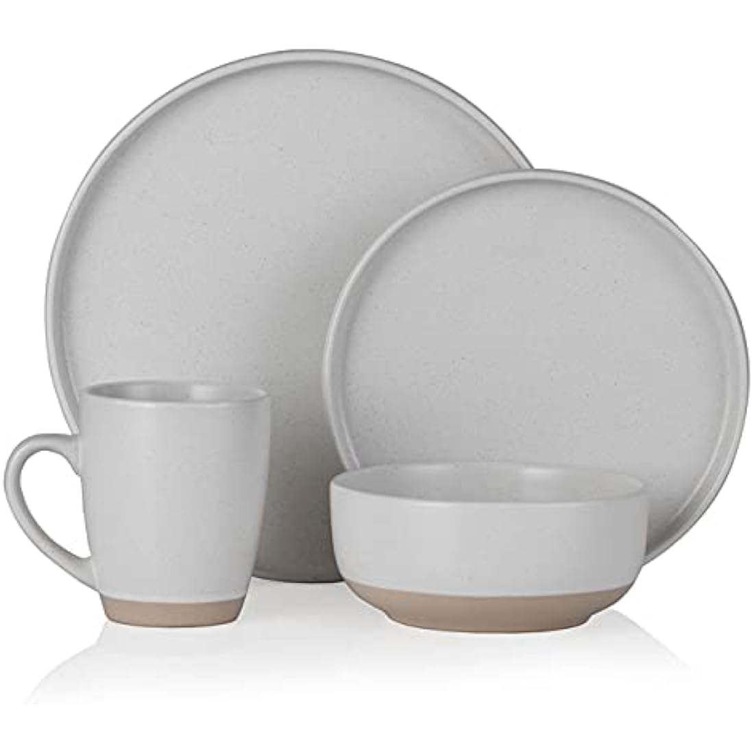 Barbary & Oak BO867007WHT Avena 16 Piece Dinnerware Set, Stoneware, Linen White
