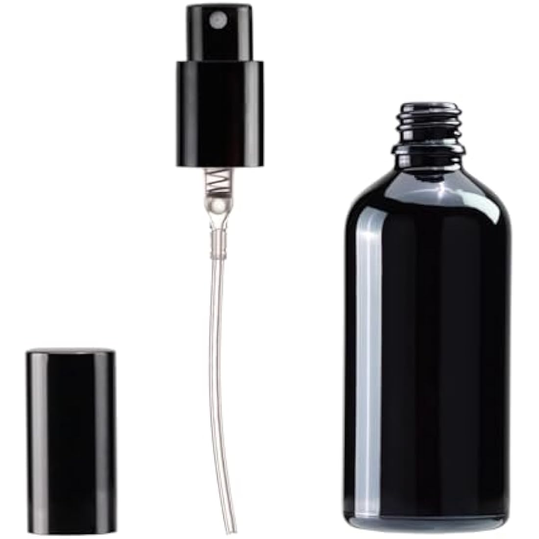 Yizhao 100ml Black Glass Spray Bottle for Essential Oils, Small Empty Fine Mist Spray Bottle, for Cleaning, Aromatherapy, Cosmetic Sprays, Hair –4 Pcs