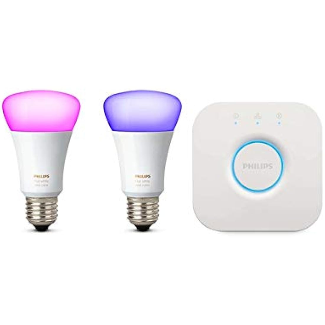 Philips Hue White and Colour Ambiance Bulb Twin Pack with Bridge, E27, 10 W