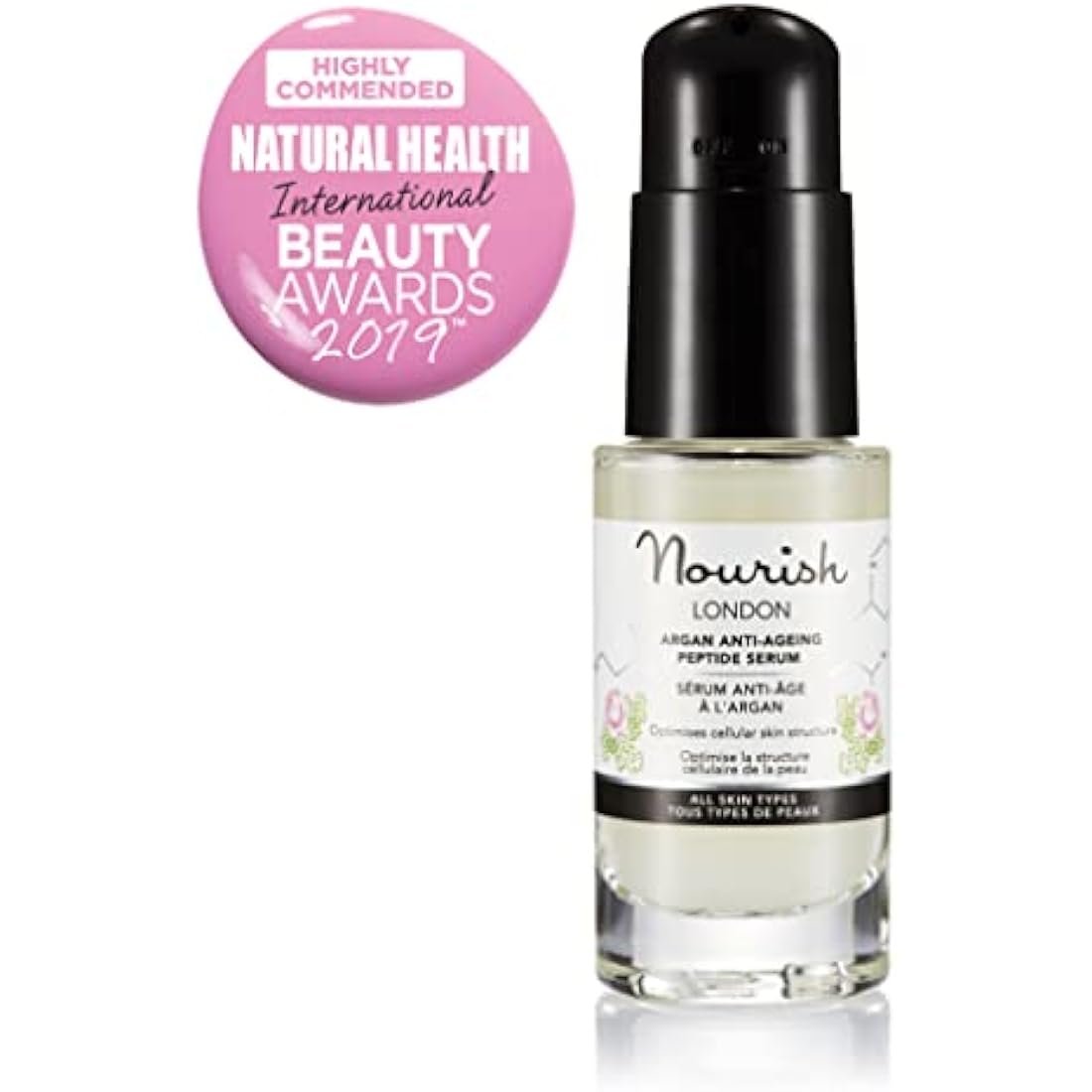 Nourish Argan & Kale Anti-Ageing Peptide Serum 30 ml | Anti-Ageing Face Serum | Contains Peptides & Hyaluronic Acid | Collagen Boosting | 100% Vegan | Cruelty-Free