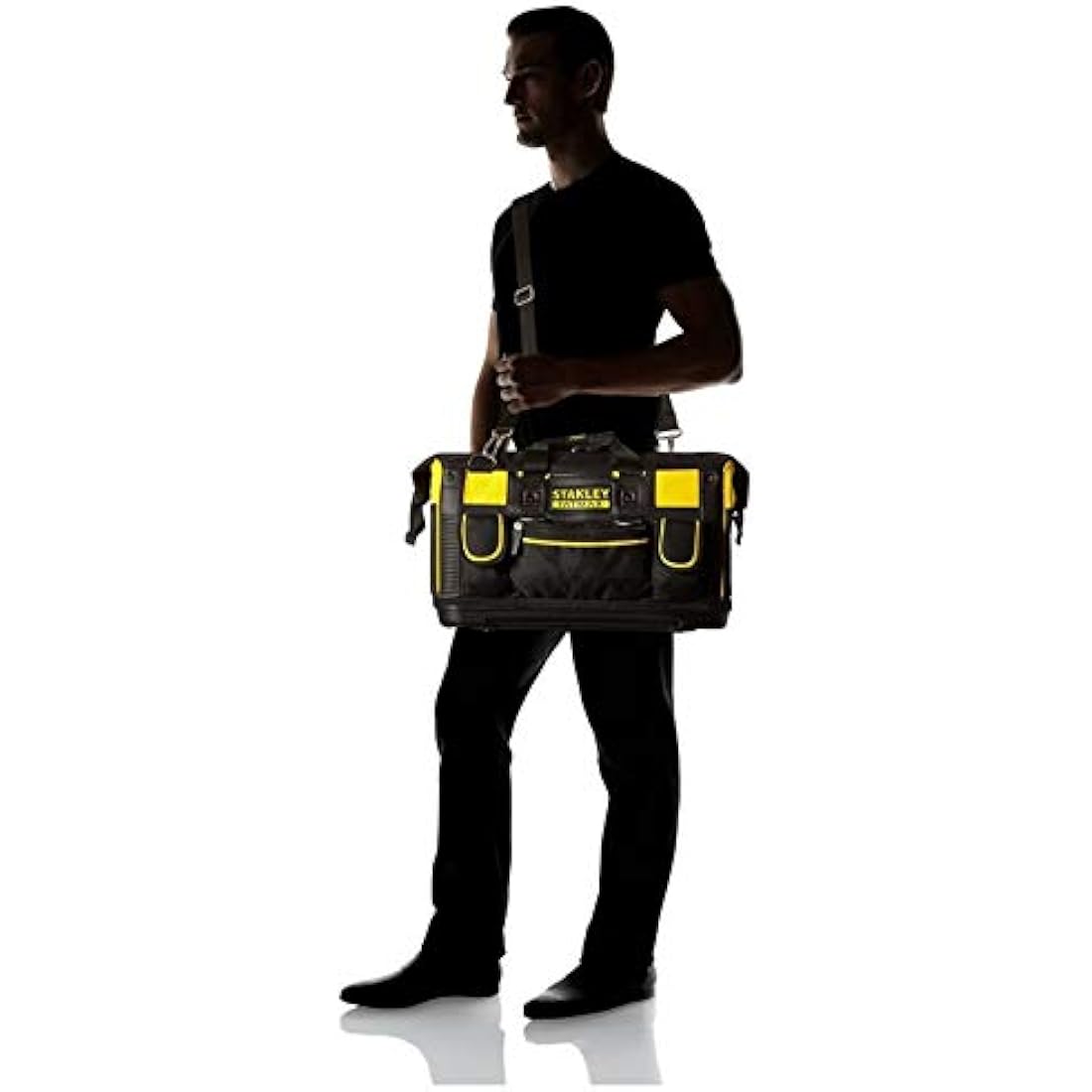 STANLEY FATMAX Open Mouth Rigid Tool Bag with Storage Compartment, Multi-Pockets Storage Organiser, 20 Inch, FMST1-71180 , Black
