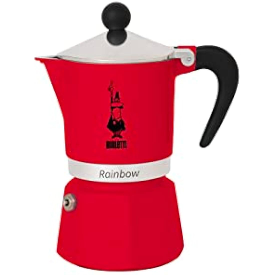 Bialetti Rainbow Caffettiera Colorata, Alluminio, Rossa, 3 Tazze,Red,30 x 20 x 15 cm